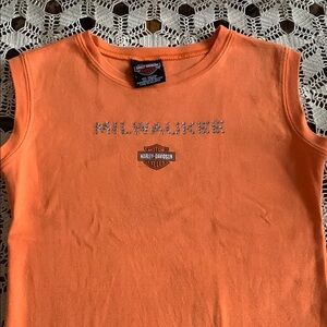 Harley-Davidson Orange Tank Top Milwaukee Print